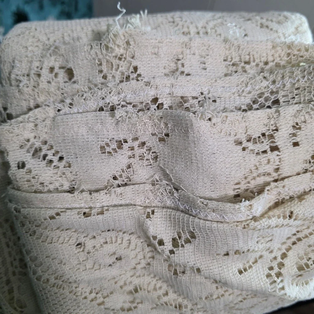 Vintage Cream Lace Tablecloth Floral Medallion Cottagecore Victorian 105x75